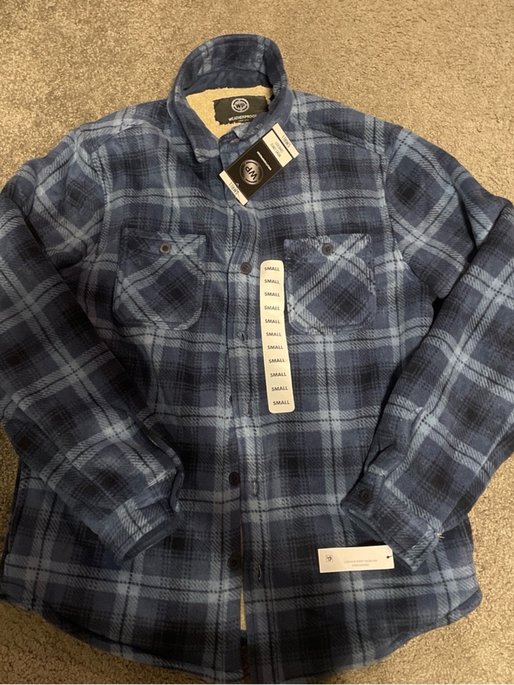 NWT Blue Plaid Men’s Sherpa Lined Shacket